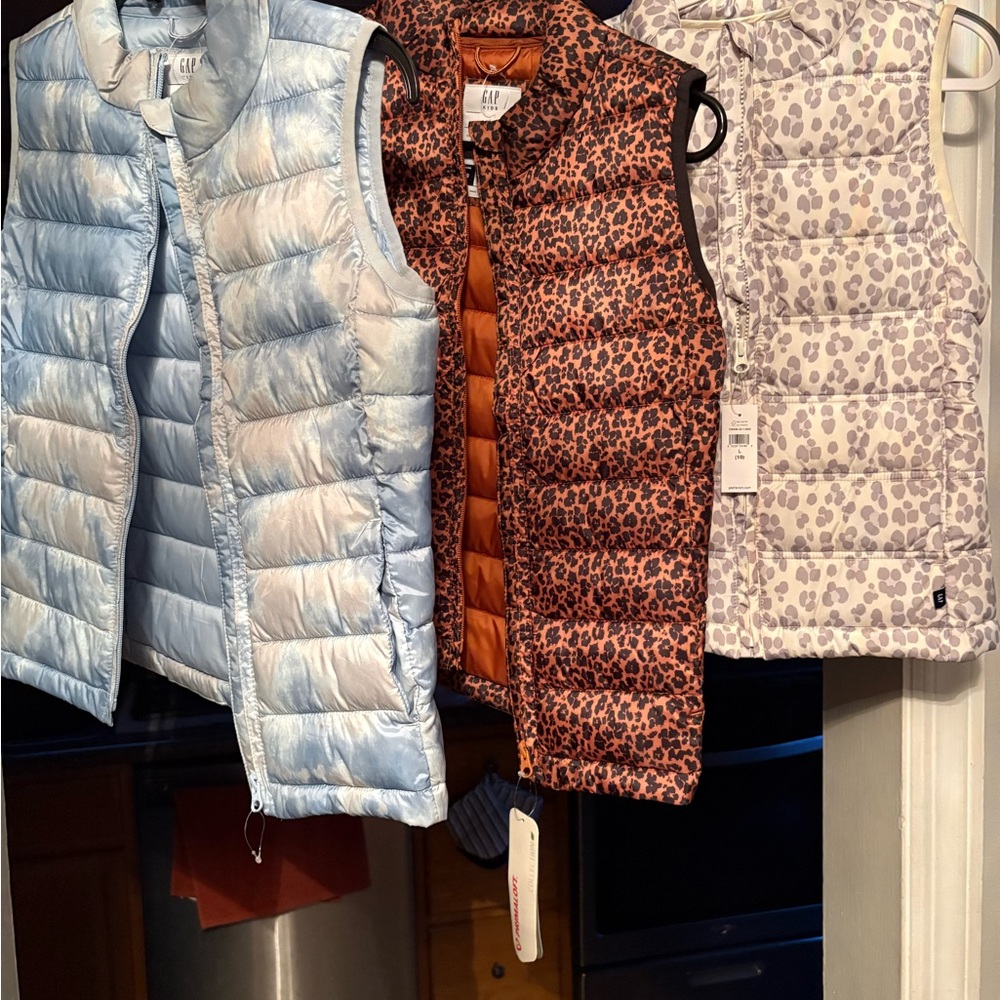 GAP Kids Puffer Vests - Light Blue, Orange, White with Patterns